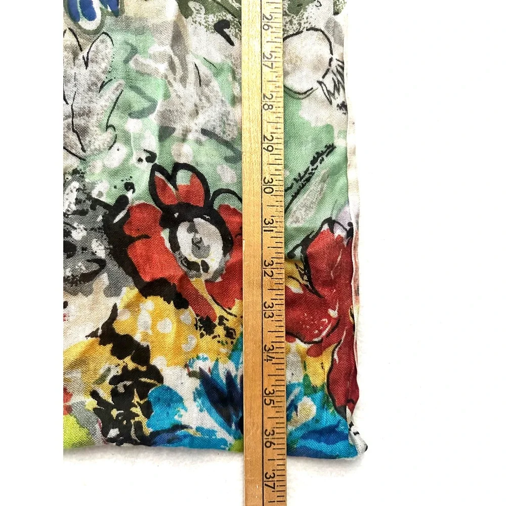 Feathers by Tolani Floral Watercolor Abstract Silk Infinity Scarf Lightweight